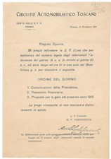 Volantino Circuito Automobilistico Toscano 1914