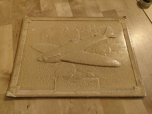 VINTAGE PRESSED WALL PLAQUE, WWII RAF SPITFIRE, WINSTON CHURCHILL, WALSALL LITHO - Picture 1 of 19
