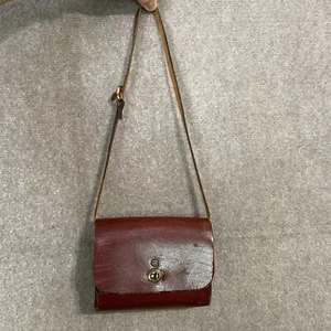 Vintage YK2 60s 70s Red Leather Bag MOD Womens Leather Bag - Picture 1 of 10