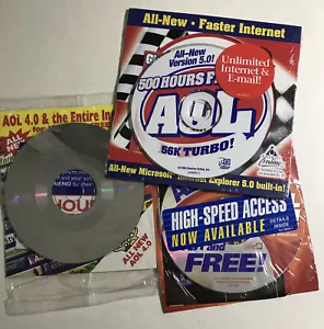 (3) Vintage AOL CD America Online 500 Free Hours Versions 4-5 Sealed NIP! 1 Open - Picture 1 of 6