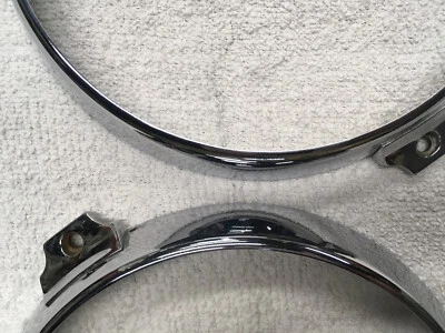 Jaguar XK120 or MKVII headlamp trim rings, English ORIGINAL with used patina, pr - Image 1 of 4