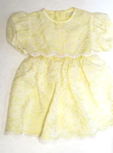 Abito bambino You Are in Wonderland bianco pizzo su giallo vintage USA taglia 4T - Foto 1 di 11