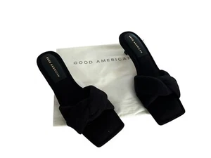 Good American Women's Black Terry Kickstand Low Heel Shoes Sandals SZ 8 - Picture 1 of 8