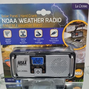 La Crosse K810-106 Weather Radio Portable Official NOAA AM/FM USB Crank & Solar - Picture 1 of 8