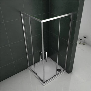 Corner Entry Shower Enclosure and Tray&Waste Walk in Cubicle Sliding Glass Door - Picture 1 of 11