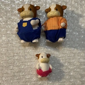 Li'l 3" Woodzeez Famileez FitzMoo Cow Family 3 Figure Lot Brother Sister Baby 2” - Picture 1 of 15
