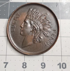 Oversized Indian Head Penny Lucky Souvenir of Happiness Wealth Health - Picture 1 of 2