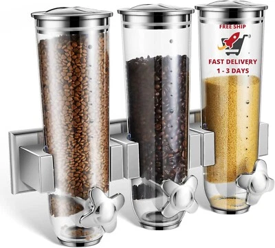 1 dispensador de dulces para montar en la pared, dispensador triple de cereales Foto 1 de 4