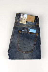 32456 Jeans Nudie Grim Tim Usato Nero Blu Jeans Uomo Tg 28/32 - Foto 1 di 7