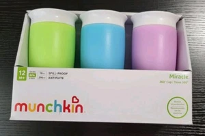 Munchkin Spill-Proof 10 oz Cups Miracle 360 Tasse Three Pack Brand New - Picture 1 of 4