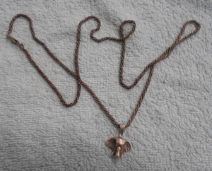 #D350. NECKLACE WITH SMALL SILVER ELEPHANT CHARM PENDANT - Picture 1 of 3