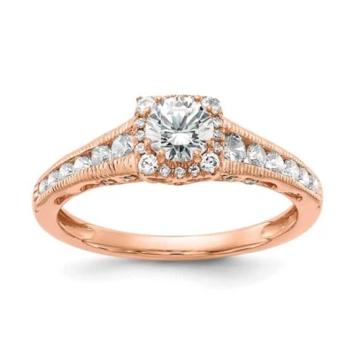 14K Rose Gold 0.89Ct Lab Grown Diamond Halo Engagement Ring for Women Size 7 - Image 1 of 4
