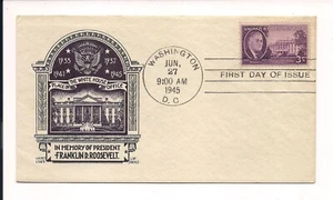 FDC 1945 Franklin D. Roosevelt- The White House - First Day of Issue - 3 cent - Picture 1 of 1
