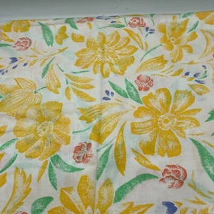 1980s Floral Kenmill Fabric Textile Yellow Flowers Floral 2+ Yards 56" Wide  - Picture 1 of 7