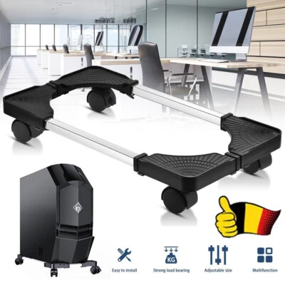 Computer Ständer Mobiler PC Tower, Rollwagen, Regulierbare Breite Schwarz - Bild 1 von 4