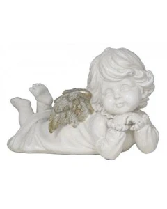 Par de decoraciones/figuras antiguas plateadas y blancas de ensueño de ángel 15,5 cm - Imagen 1 de 2
