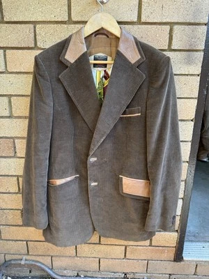 Vintage 1970's 42 R Cortefiel Brown Corduroy  Leather Trim  Jacket Made Spain - Image 1 of 4
