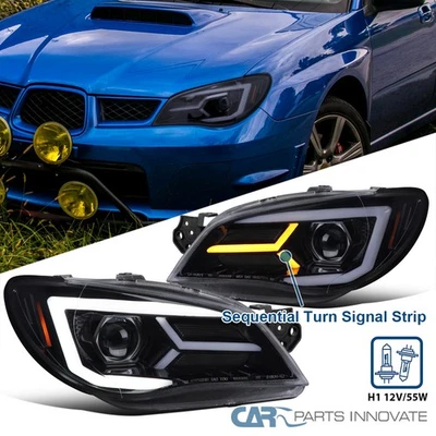 Projector Headlights Fits 2006-2007 Subaru Impreza WRX STI LED Sequential Signal - Image 1 of 4