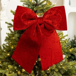 Velvet Christmas Bow Red Hanging Bow Pendant Velvet Bow Christmas Tree - Picture 1 of 7