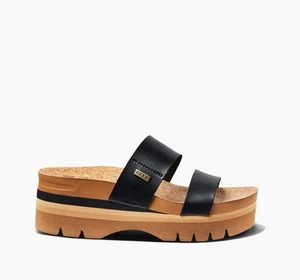 Sandalias de cuña Reef para mujer con cojín Vista Higher de cuero sintético negras talla: 7 nuevas con etiquetas - Imagen 1 de 6