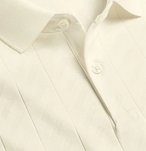 Polo CHARLES TYRWHITT Hombre Jacquard Texturizado - Crema TALLA PEQUEÑA NUEVO - Imagen 1 de 7