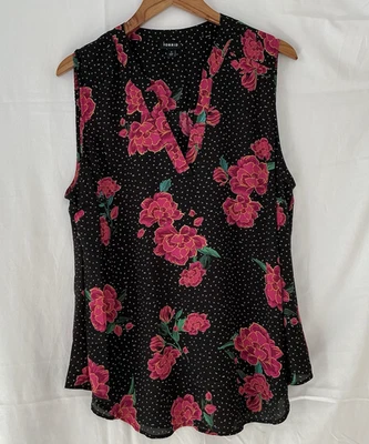 Top túnica Torrid Georgette Pull Over floral lunares para mujer talla 1X Foto 1 de 4