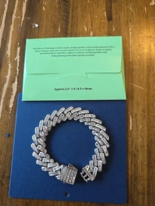 Baguette Iced Cuban Link Bracelet Silver Tone Rhinestone Bling Hip Hop Jewelry - Picture 1 of 1