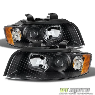 Par de faros de repuesto negros diestros+derechos para Audi A4 S4 B6 2002-2005 Foto 1 de 2
