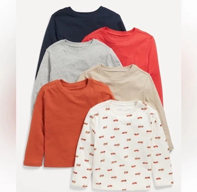 NWT 6-Pack Old Navy Baby Toddler Kids Boys Long Sleeve Shirts Tops 4T - Image 1 of 4