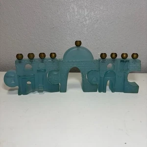 Mid Century Abstraktes Puzzle Eisblau Jerusalem Chanukka Menora - Bild 1 von 9