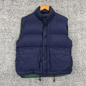 Vintage Eddie Bauer Vest Mens Large Navy Goose Down Puffer Coat Jacket Insulated - Picture 1 of 14