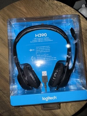 Logitech H390 USB Headset- Wired - Black - Ideal for Laptops! - Image 1 of 3
