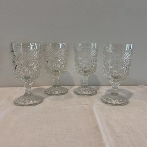 Set of 4 Vintage Anchor Hocking Wexford Clear Glass Goblets Wine Water Juice - Picture 1 of 6