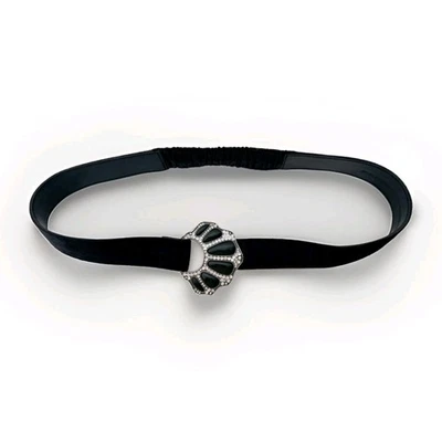 Cinturón elástico de terciopelo negro vintage de los 90 para mujer CHICO’S con hebilla de pedrería Foto 1 de 4