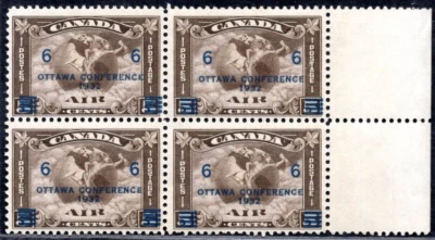 CANADA 1932 AIR MAIL SCOTT #C4 BLOCK OF 4 MINT NEVER HINGED - Image 1 of 2
