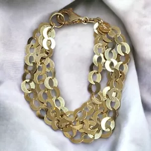 Bracciale Maglia Sterling Rivestito Oro 18K Veronese - Foto 1 di 5