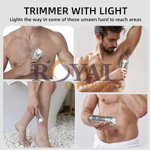 Men BodyHair Trimmers Electric LCD Battery Indicator Safe Blade Groin Waterproof - Picture 1 of 6