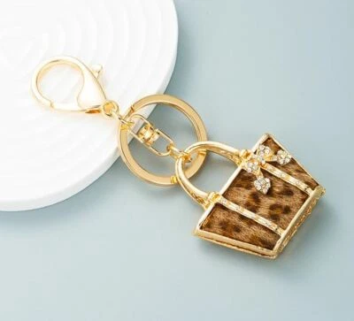 Fashion Women's Leopard Print Keychain Crystal Keyring Handbag Bag Pendant Gift - Image 1 of 4