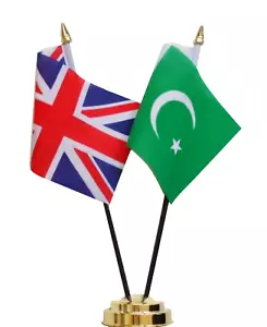 United Kingdom & Pakistan Double Friendship Table Flag Set - Picture 1 of 3