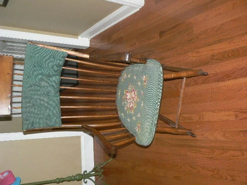 Antique wood Mahogany/Cherry Rocking Chair with needlepoint Early 1900’s (L&C) Cover