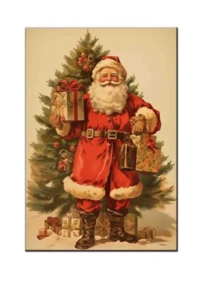 圣诞老人油画帆布印花,圣诞节特别礼物家居墙艺术装饰 — 第 1/4 张图片