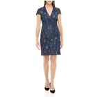 NWT Adrianna Papell Short Sleeve V-Neck Jacquard Drape Dress Size 16