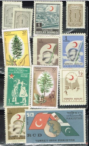 16 Assorted Canceled Postage sTamps from Turkey (13-324) Cover