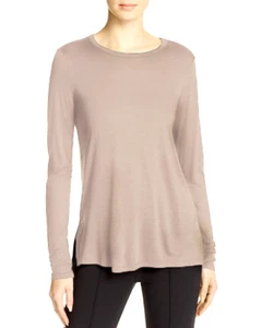 NEW THEORY Women's Drapey Side Slit Long Sleeve Tee Shirt Top dusty pink P - Picture 1 of 2