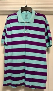 Authentic Gap striped Polo Grape Purple Aqua Shirt XL Rare - Picture 1 of 4