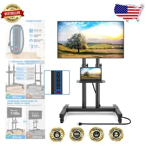 Height Adjustable Mobile TV Stand for 32-83'' TVs - Stable & Convenient Design - Picture 1 of 9