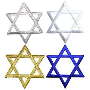4-Pack Star of David Applique Patch Set Gold Blue White & Silver Embroidered - Picture 1 of 1