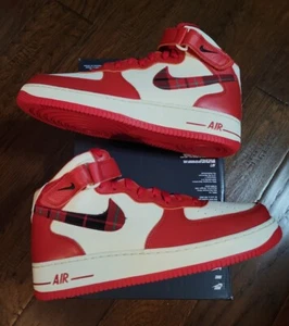 NIKE AIR FORCE 1 MID '07 LX "PLAID" Mens Size 13 DV0792 101 Red NO LID - Picture 1 of 9