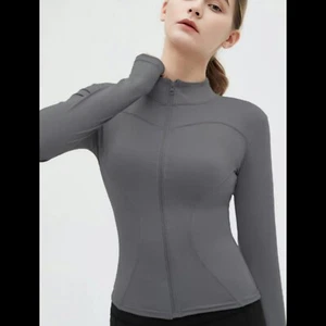 Women's Slim Fit Thumb Holes ZipUp Long Sleeve Sports Jacket Yoga Gym Activewear - Picture 1 of 23
