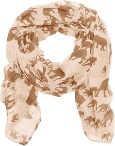 Bufanda ligera grande con estampado de elefante beige para damas de moda 170 cmx80 cm vendedor del Reino Unido - Imagen 1 de 1